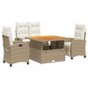vidaXL Set comedor de jard&iacute;n 5 pzas con cojines rat&aacute;n sint&eacute;tico beige