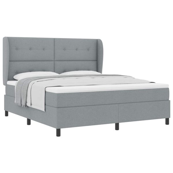 vidaXL Cama tipo Box Spring con colch&oacute;n Gris claro 180 x 200 cm tela