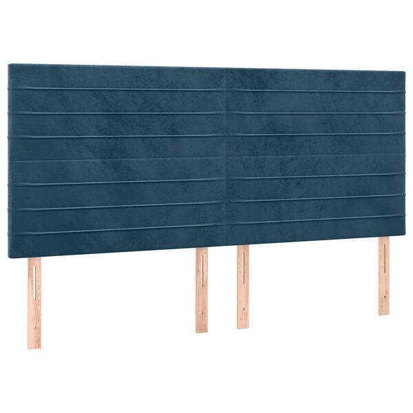 vidaXL Cabecero de cama azul oscuro 160x5x118/128 cm Terciopelo