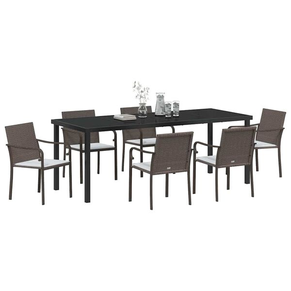 vidaXL Conjunto de Comedor de Jard&iacute;n 7 pcs Marr&oacute;n y Negro