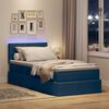 vidaXL Cama con almacenamiento y LED con colch&oacute;n Azul 90 x 190 cm tela