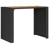 vidaXL Mesa alta jard&iacute;n superficie madera rat&aacute;n PE negro 145x80x110 cm