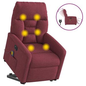 vidaXL Sill&oacute;n de masaje el&eacute;ctrico reclinable elevable tela rojo tinto