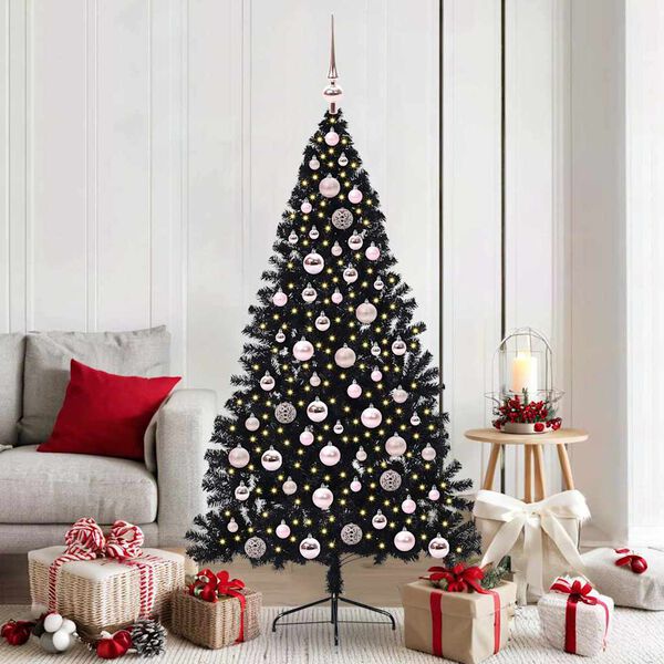vidaXL Árbol de Navidad Artificial Preiluminado Negro 180 cm PVC