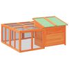 vidaXL Conejera de madera maciza de pino marrón 144x123x67,5 cm