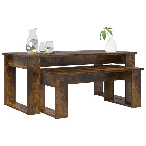 vidaXL Juego de Mesas de Centro 2 pcs Roble ahumado