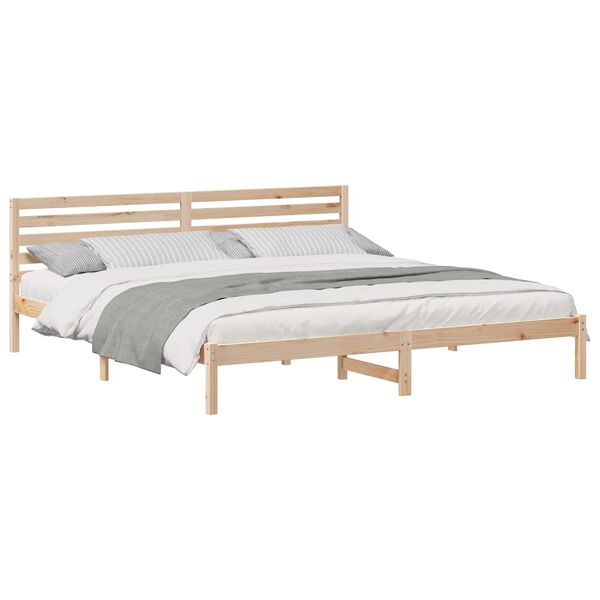 vidaXL Estructura de cama Marr&oacute;n 200 x 210 cm Madera de pino macizo