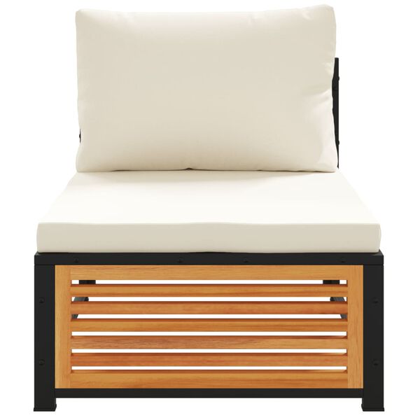 vidaXL Sofá jardín sin reposabrazos con cojines madera maciza acacia