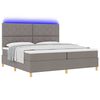 vidaXL Cama Box Spring LED con colch&oacute;n Taup&eacute; 200 x 200 cm tela