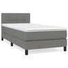 vidaXL Cama box spring con colch&oacute;n tela gris oscuro 100x200 cm