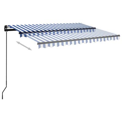vidaXL Toldo manual retráctil con LED azul y blanco 3,5x2,5 m