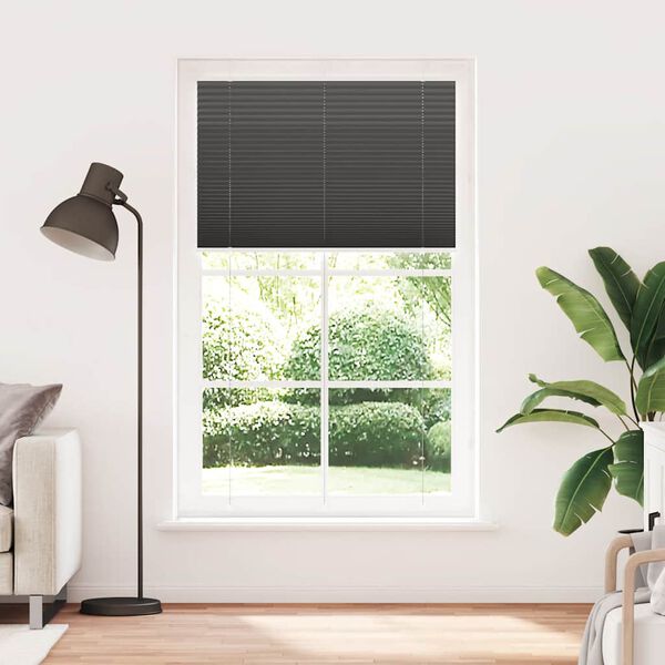 vidaXL Estor Plisado negro 120x200 cm Tela Ancho 119,4 cm Poli&eacute;ster