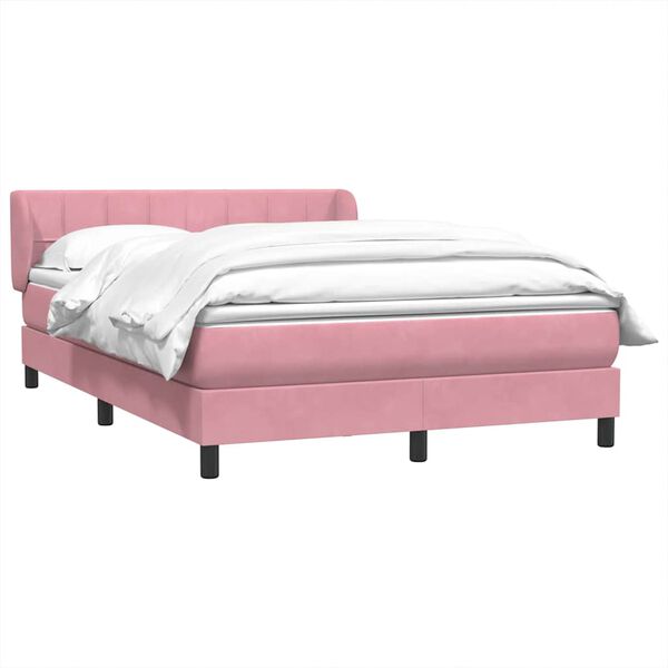 vidaXL Cama box spring con colch&oacute;n terciopelo rosa 140x220 cm