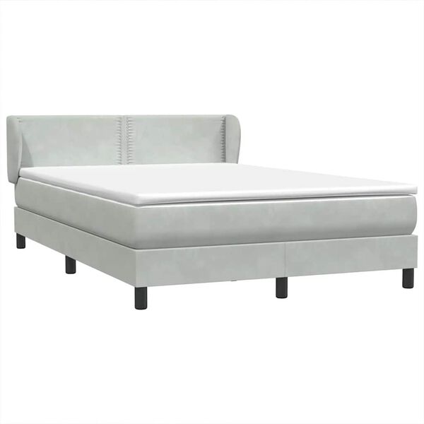 vidaXL Cama box spring con colch&oacute;n terciopelo gris claro 140x220 cm