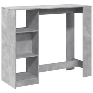 vidaXL Mesa bar con estante madera gris hormig&oacute;n 124x46x103,5 cm