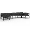 vidaXL Set muebles de jard&iacute;n 7 pzas y cojines aluminio gris antracita