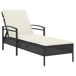 vidaXL Tumbona con coj&iacute;n rat&aacute;n sint&eacute;tico negro 63x200x81 cm