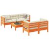 vidaXL Set de sof&aacute;s jard&iacute;n 6 pzas con cojines madera pino marr&oacute;n cera
