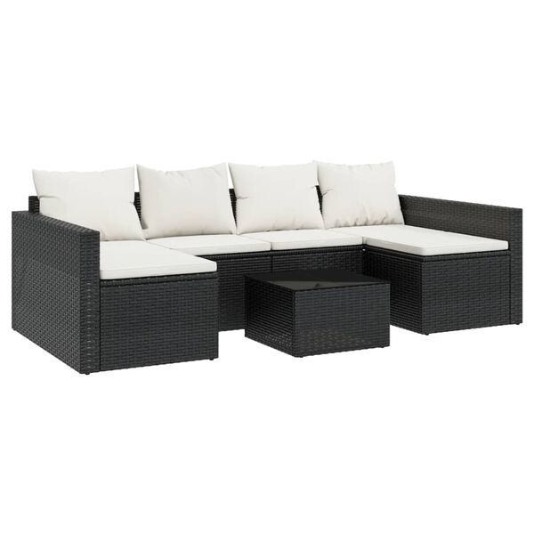 vidaXL Set de muebles de jard&iacute;n 2 pzas y cojines rat&aacute;n sint&eacute;tico negro