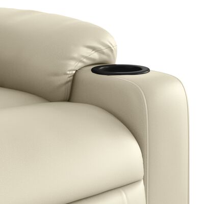 vidaXL Sillón reclinable de masaje cuero sintético crema