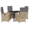 vidaXL Conjunto de Comedor de Jard&iacute;n 5 uds. Beige rat&aacute;n sint&eacute;tico