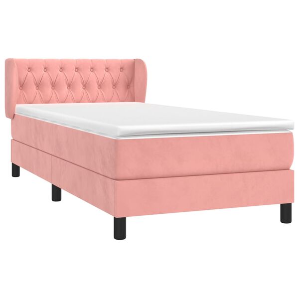 vidaXL Cama box spring con colch&oacute;n terciopelo rosa 100x200 cm