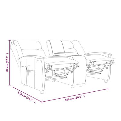 vidaXL Sillón de masaje reclinable 2 plazas con portavasos marrón