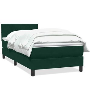 vidaXL Cama box spring con colch&oacute;n terciopelo verde oscuro 80x220 cm