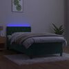 vidaXL Cama box spring colch&oacute;n y LED terciopelo verde oscuro 100x200cm