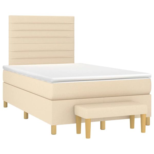 vidaXL Cama box spring con colch&oacute;n tela color crema 120x200 cm