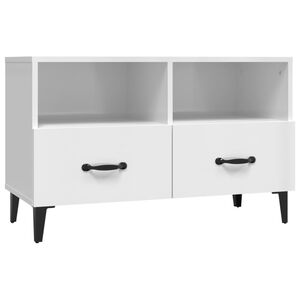 vidaXL Mueble de TV madera contrachapada blanco brillo 80x36x50 cm