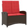 vidaXL Sill&oacute;n reclinable de jard&iacute;n con cojines rat&aacute;n sint&eacute;tico marr&oacute;n