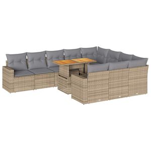 vidaXL Set de sof&aacute;s de jard&iacute;n 11pzas con cojines rat&aacute;n sint&eacute;tico beige