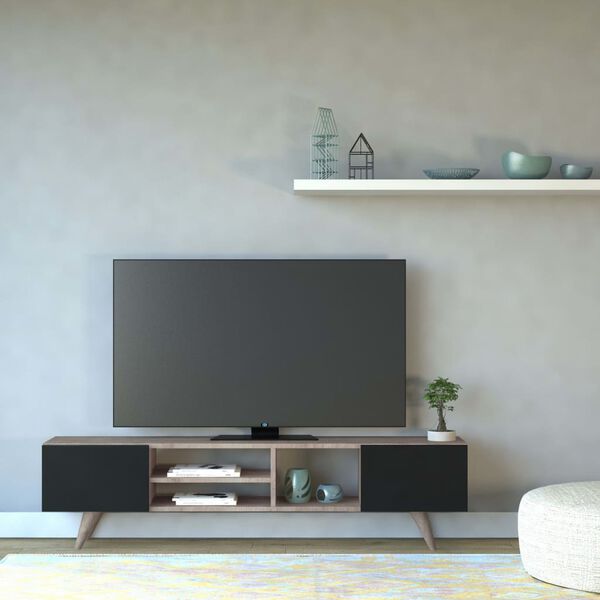 Homemania Mueble para TV Dore negro y nogal 160x29,7x40,6 cm