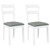 vidaXL Sillas de comedor con cojines 2uds madera maciza blanco caucho
