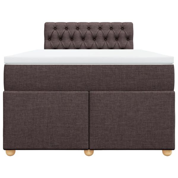 vidaXL Cama box spring con colch&oacute;n tela marr&oacute;n oscuro 120x200 cm
