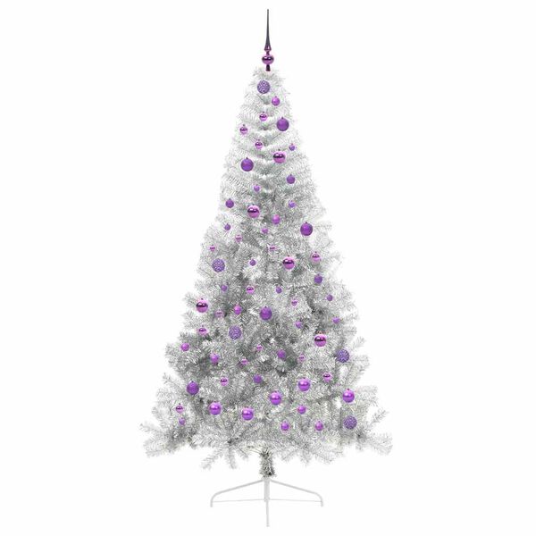 vidaXL &Aacute;rbol de Navidad Artificial Preiluminado Plateado 210 cm PET