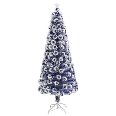 vidaXL Árbol de Navidad con luces fibra óptica blanco y azul 210 cm