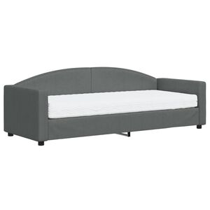 vidaXL Sof&aacute; cama con colch&oacute;n tela gris oscuro 80x200 cm