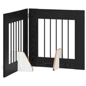 vidaXL Puerta para perros plegable con soportes 2 uds. Roble Negro