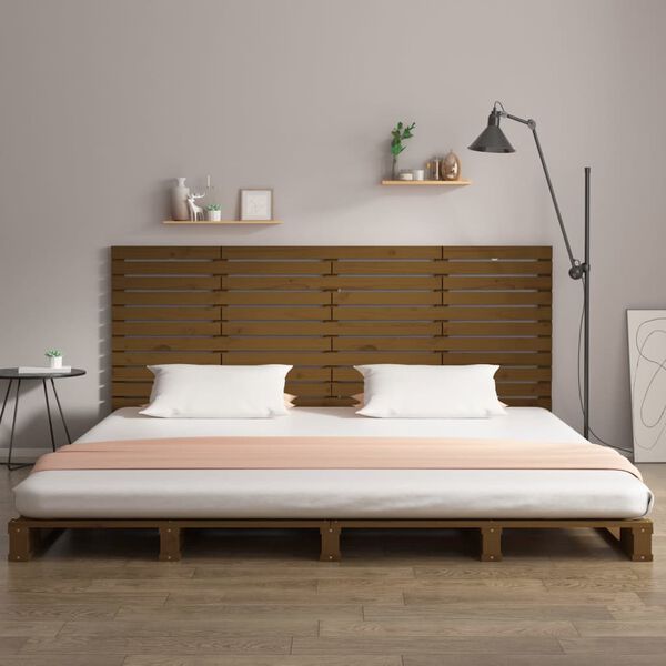 vidaXL Cabecero cama pared madera maciza pino marr&oacute;n miel 166x3x91,5cm