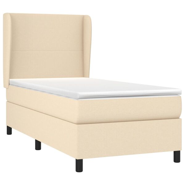 vidaXL Cama box spring con colch&oacute;n tela color crema 100x200 cm