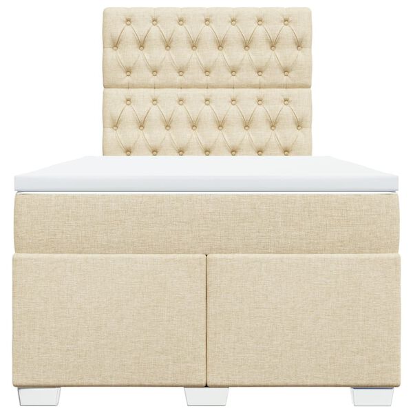 vidaXL Cama box spring con colch&oacute;n tela color crema 120x190 cm