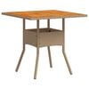 vidaXL Mesa de jard&iacute;n rat&aacute;n sint&eacute;tico madera acacia beige 80x80x75 cm