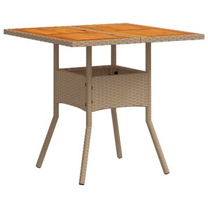 vidaXL Mesa de jard&iacute;n rat&aacute;n sint&eacute;tico madera acacia beige 80x80x75 cm