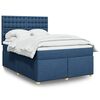 vidaXL Cama box spring con colch&oacute;n tela azul 160x200 cm
