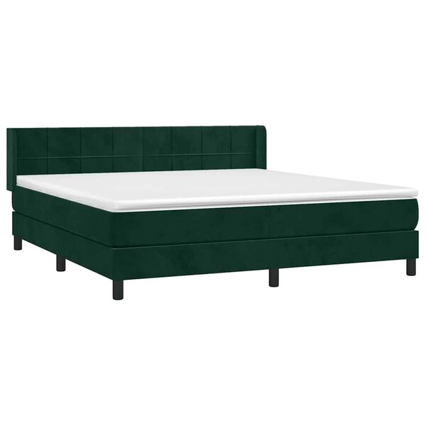 vidaXL Cama box spring con colch&oacute;n terciopelo verde oscuro 180x200 cm