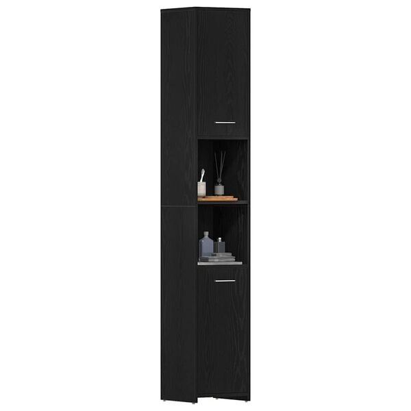 vidaXL Mueble de ba&ntilde;o de madera de roble negro 30x30x183,5 cm