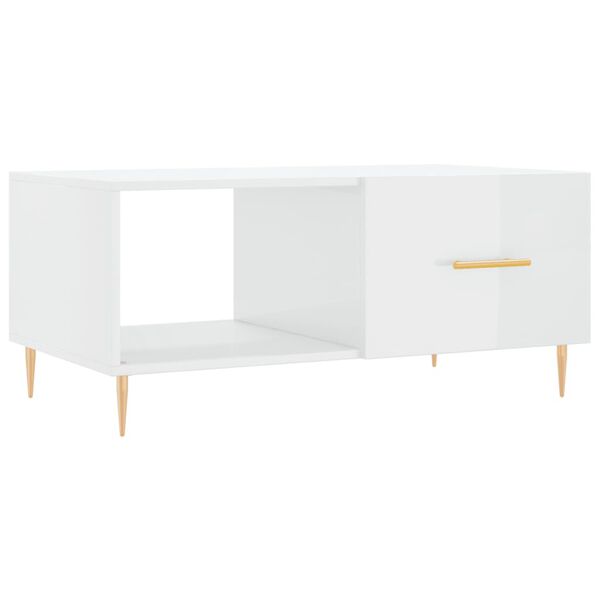 vidaXL Mesa de centro madera contrachapada blanco brillo 90x50x40 cm