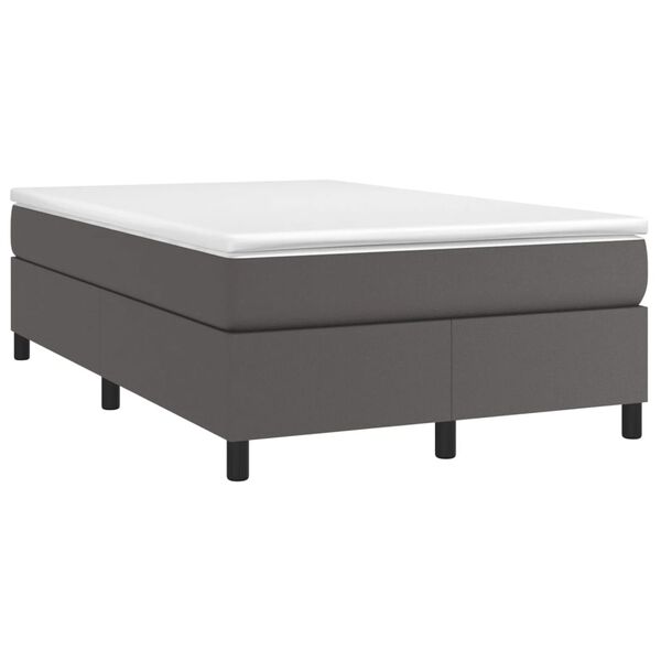 vidaXL Cama box spring con colch&oacute;n cuero sint&eacute;tico gris 120x190 cm